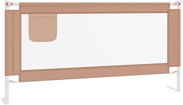 vidaXL Kleinkind Bettschutzgitter Bettgitter Kinderbettgitter Babybettgitter Gitter Kinderbett Babybett Rausfallschutz Taupe 180x25 cm Stoff