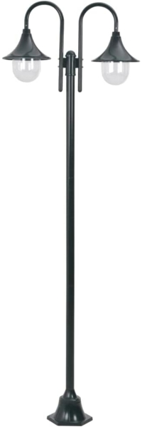 vidaXL Garten-Pollerleuchte E27 220 cm Aluminium 2-Laterne Dunkelgrün 44217