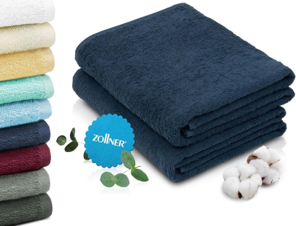 ZOLLNER Badetücher, Glattvelours (2-St), 100 x 150 cm, 100% Baumwolle, vom Hotelwäschespezalisten