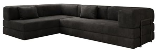 Luxusbetten24 Sofa Designer Sofa Lazy L, mit Aufklappfunktion und Cordbezug