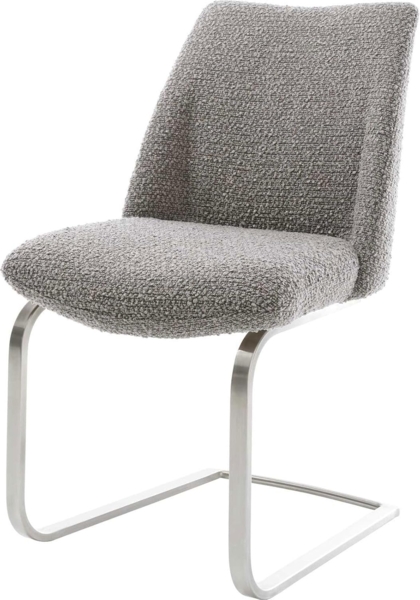 Freischwinger Elso-Flex Bouclé Silbergrau Freischwinger flach Edelstahl Taschenfederkern