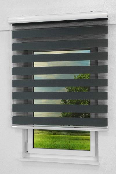 Lysel - Qualitätsdoppelrollo schwarzgrau, (B x H) 60cm x 175cm in schwarz/schwarzgrau