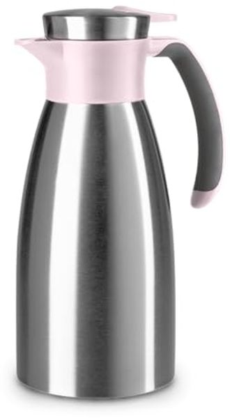 Emsa Isolierkanne Soft Grip, 1 l, (1-St), Quick Tip Verschluss, rutschfester Halt, 12 h heiß, 24 h kalt