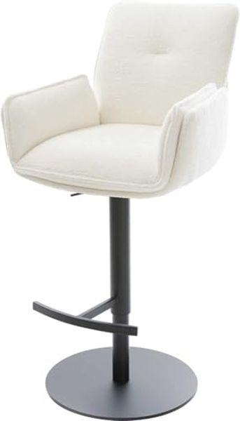 Barstuhl Nela-Flex Bouclé Soft Beige Drehfuß höhenverstellbar Metall Schwarz