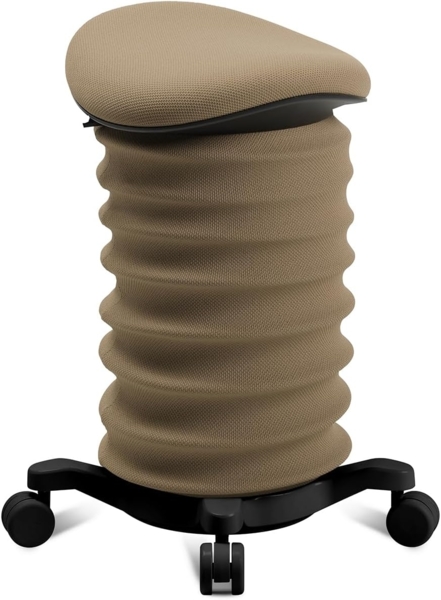 TOPSTAR Sitness 4D mit Rollen - AGR-Zertifiziert Dynamischer Sitzhocker schwarz - braun, ergonomischer Bürohocker - höhenverstellbar - stärkt den Rücken - entlastet die Bandscheiben