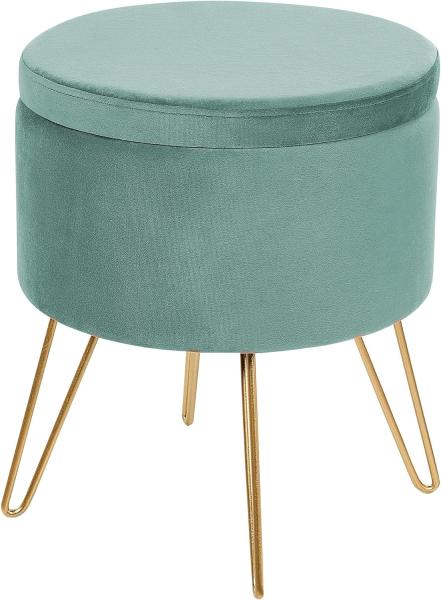 Pouf SILAS Mintgrün Samtstoff 42 cm 42 cm