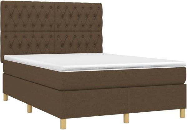 vidaXL Boxspringbett mit Matratze Dunkelbraun 140x200 cm Stoff 3142580