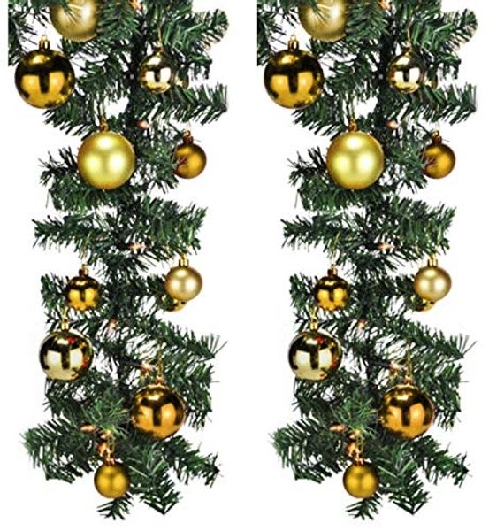 Mojawo Lichtervorhang XXL LED Tannengirlande 810cm mit 100 LED inkl. 60 Stück Baumkugeln