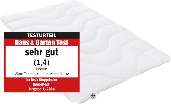 Badenia Bettcomfort Irisette Micro Thermo Ganzjahresdecke Steppbett aus weicher und atmungsaktiver Microfaser für den Übergang, 135x200 cm