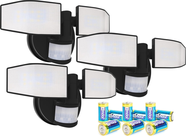 Northpoint LED Wandstrahler Bewegungsmelder 2 Fluter-Köpfe Schwenkbar Batterie 400L