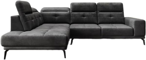 Designer Sofa Isabella mit verstellbarer Kopf- und Rückenlehne Samt Anthrazit Links