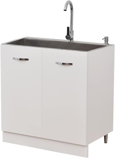 Shally Dogan Unterschrank für Küche, 2 Türen, Unterschrank, 80 Stück für Spülbecken (80 x 50 x 85 cm, Weiß) Bild 5