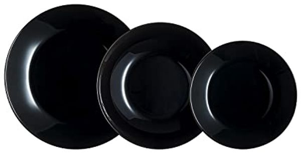 Luminarc Geschirr-Set, Geschirr Luminarc Zelie Schwarz Glas 18 Stücke