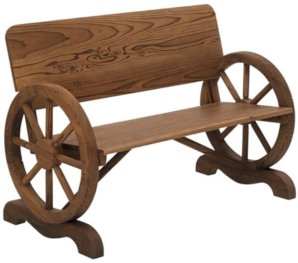 Outsunny Bank Gartenbank im Wagenrad-Design