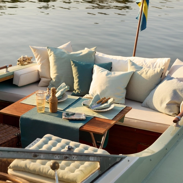 LINUM ANNABELL Elegant Kissenhülle 40x40 cm, 100% Baumwolle, Maschinenwaschbar, Dunkles Marineblau Bild 4