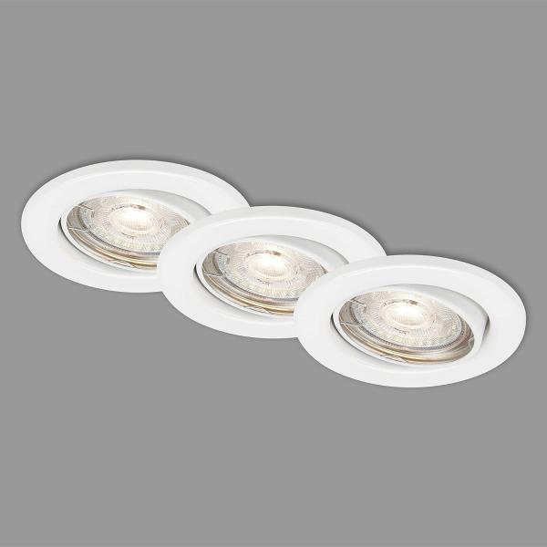 Di-Ka LED Einbauleuchte Swing 3er Set weiß Ø 8,5 cm GU10 dimmbar