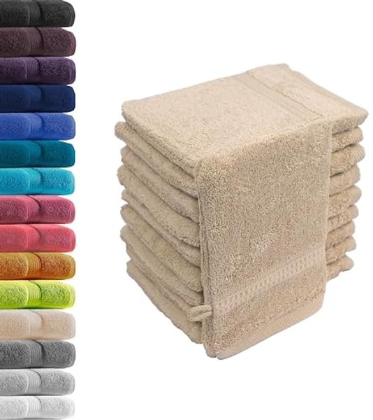 Hometex Premium Textiles Waschhandschuh in Premium Qualität 500 g/m², Feinster Frottier-Stoff 100% Baumwolle, (10er Set), weich, saugfähig, extra schwer & flauschig - TEST BILD TOP MARKE 2025