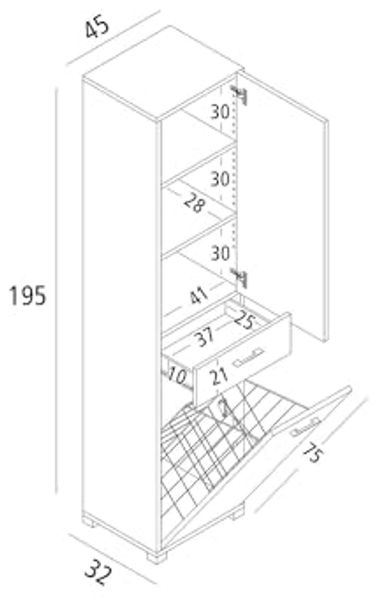 Dmora - Kommode Mirco, moderner Multifunktionseingang, Mehrzweckschrank für die Eingangshalle, 100 % Made in Italy, 120 x 45 x 46 cm, glänzendes Weiß und Schiefer, Bild 3