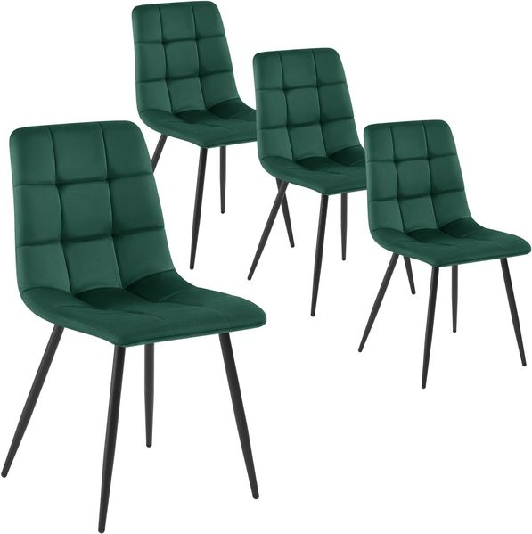 DUMOS Esszimmerstühle 4er Set, für Wohnzimmer Küche Esszimmer, Küchenstühle Gepolstert mit Rückenlehne, Sitzfläche aus Samt, Polsterstuhl mit Metallbeinen, bis 150 kg Belastbar, Grün