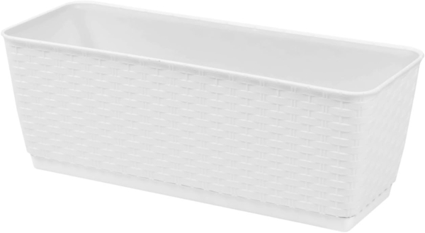 Blumenkasten 39cm Rattanoptik Untersetzer Balkonkasten Pflanzkasten Blumentopf