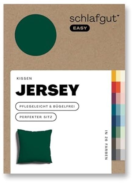 Schlafgut 'EASY' Kissenbezug, Jersey, Baumwolle, Dunkelgrün, 40x40 cm