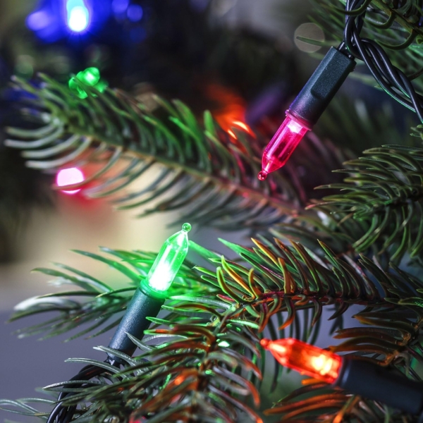 Lights4fun LED-Christbaumkerzen 150er LED Lichterkette Weihnachtsbaumbeleuchtung bunt 15m