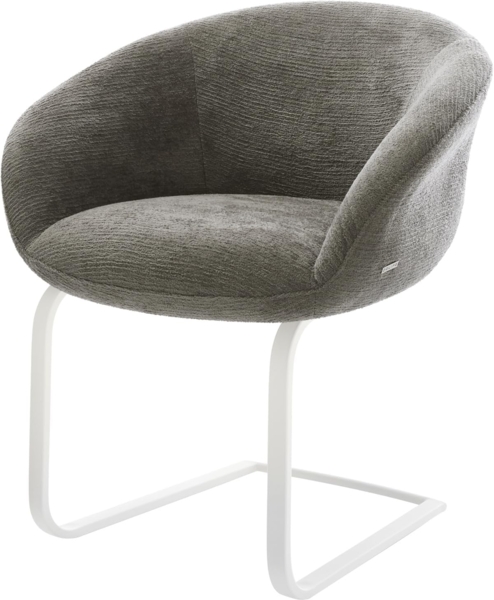 Freischwinger Vinka-Flex mit Armlehnen Bouclé Soft Schlamm Freischwinger flach Weiß Taschenfederkern