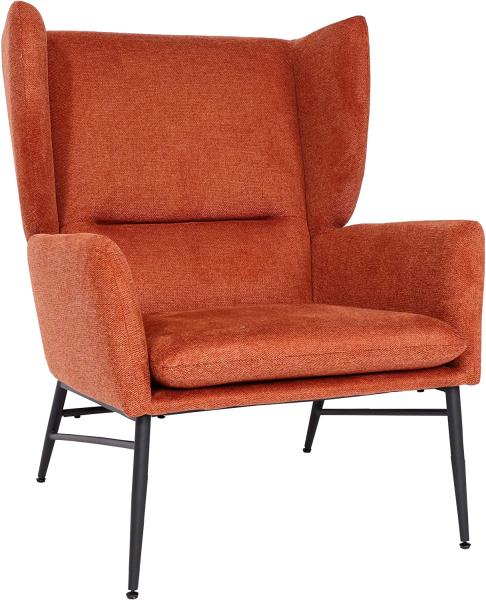 Lounge-Sessel HWC-L62, Ohrensessel Cocktailsessel Sessel Polstersessel, Stoff/Textil Metall ~ terracotta-braun