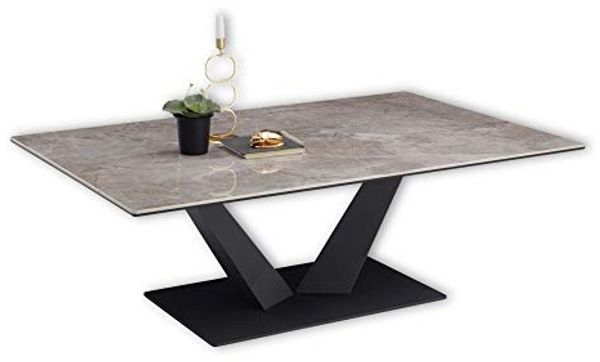 'Gisele' Couchtisch, Keramik/Metall Grau/Schwarz, 40 x 70 x 120 cm