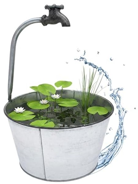 Spetebo Blumentopf Metall Zinkeimer mit Deko Wasserhahn - 48 x 29 cm (Packung, 1 tlg), Metalleimer zum Beflanzen