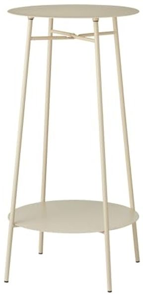 Beistelltisch aus Eisen, 2 Ebenen, gebrochenes Weiß, Ø 35x60 cm