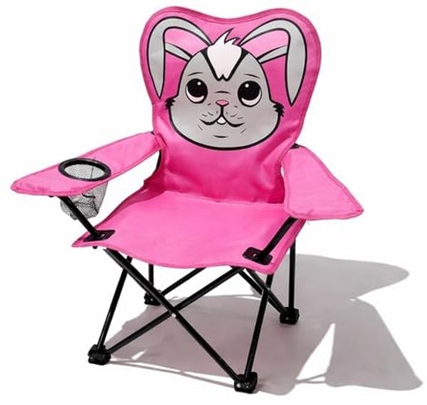 Mojawo Klappstuhl Kinder Anglersessel Pink mit Getränkehalter und Tasche Motiv Hase