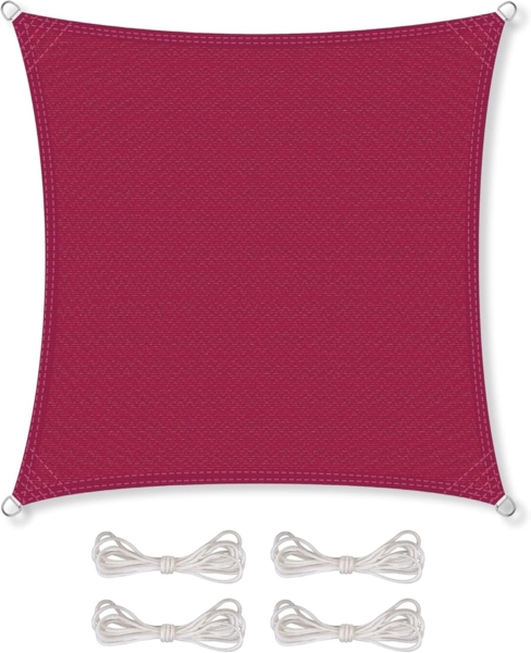 CelinaSun Sonnensegel inkl Befestigungsseile Premium HDPE wetterbeständig atmungsaktiv Quadrat 2,6x2,6 m rot
