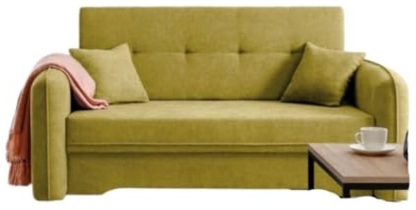 Designer Sofa Elayn mit Schlaffunktion Senf