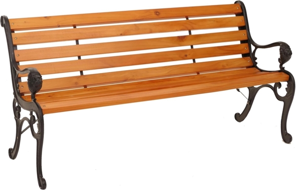 Gartenbank HWC-O25, Sitzbank Parkbank Holzbank 3-Sitzer, Gusseisen Holz Kiefer, 164cm ~ teak