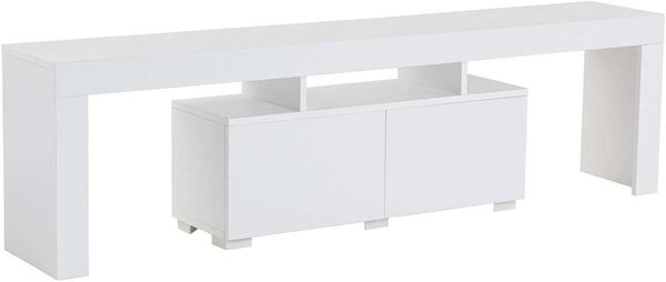 Hanah Home Elegant TV Stand, Natural White, 180 x 50 x 31.3 cm | 100% Melamine Coated Particle Board, 18 mm Thickness | Stylish & Functional for Modern Living Rooms