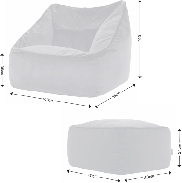 Icon Natalia Sitzsack Sessel mit Hocker für Erwachsene, Olivgrün, Flauschiger Samtstoff, Riesen Sitzsack Samt mit Füllung, Bean Bag Chair, Bequemer Sessel Wohnzimmer, Lounge, Schlafzimmer, Büro Bild 3