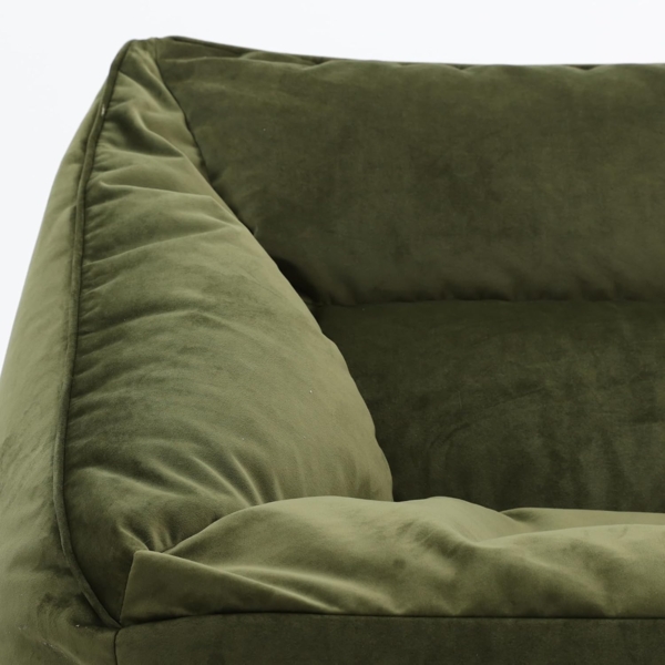 Icon Natalia Sitzsack Sessel mit Hocker für Erwachsene, Olivgrün, Flauschiger Samtstoff, Riesen Sitzsack Samt mit Füllung, Bean Bag Chair, Bequemer Sessel Wohnzimmer, Lounge, Schlafzimmer, Büro Bild 6