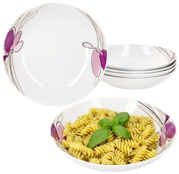 MamboCat Suppenteller 6er Set Viola Suppenteller 450ml Porzellan 6 Personen tiefe Teller