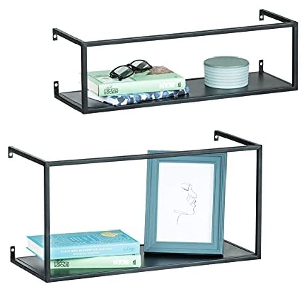 2er-Set Wandregal Industrial Design aus pulverbeschichtetem Metall