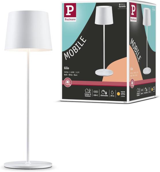 Paulmann 76997 LED Akkuleuchte Gilo 2700K IP44 dimmbar weiß