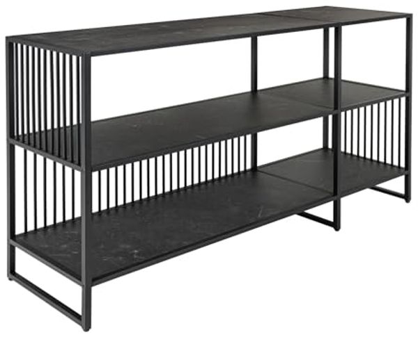 riess-ambiente Bücherregal ARCHITECTURE 120cm graphit · Standregal aus Metall · Marmor-Design, Einzelartikel 1-tlg, Wohnzimmer · 3 Ebenen · 6 Ablageflächen · Aufbewahrung · Raumteiler