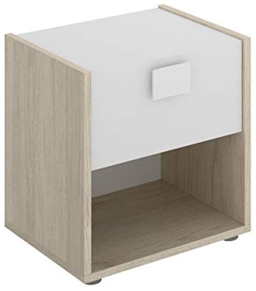 Vente-unique - SONIA Bedside table Holz, Platte BeigeWeiß - B 33 cm x H 40 cm x L 42 cm