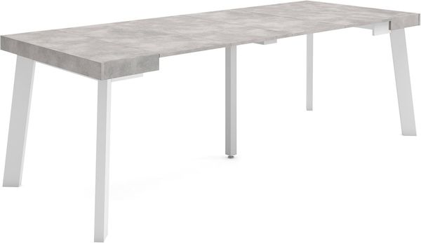 Skraut Home | Ausziehbarertisch | Multifunktionaler ausziehbarer | 220 | Für 10 Gäste | Hölzerne Beine | Moderner Stil | Zement