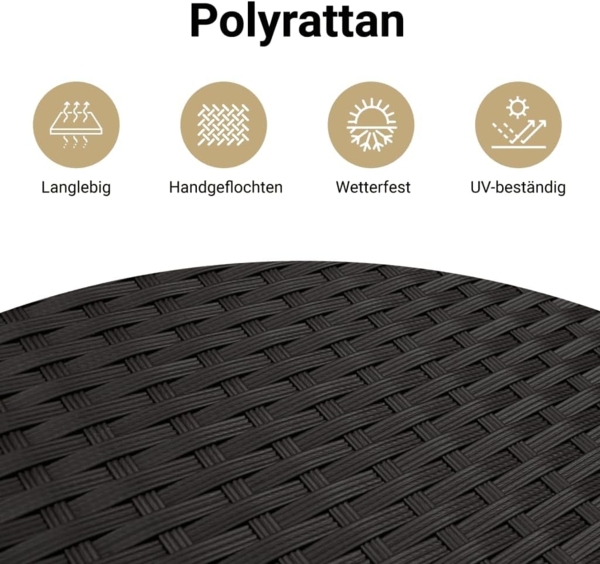 vidaXL 8-tlg. Garten-Sofagarnitur mit Kissen Schwarz Poly Rattan 3260243 Bild 4
