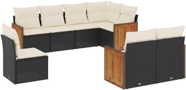 vidaXL 8-tlg. Garten-Sofagarnitur mit Kissen Schwarz Poly Rattan 3260243 Bild 1