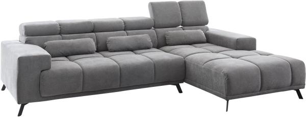 Ecksofa Ordino 285x200 Mikrofaser Grau Ottomane rechts elektrische Sitztiefenverstellung