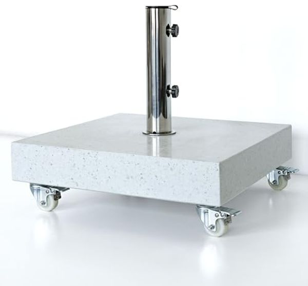osoltus Schirmständer mit Rollen in Marmor Optik glanz 60kg 50x50cm