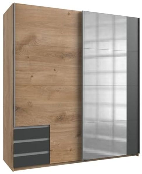 Schwebetürenschrank EMDEN, Plankeneiche Nb./Graphit
