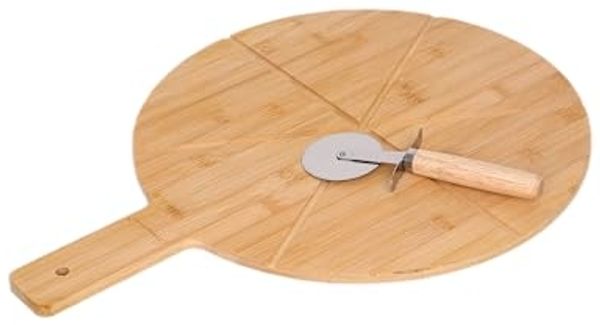 Pizzabrett Flammkuchenbrett Servierbrett mit Pizzaschneider Cheffinger CF-BPT50